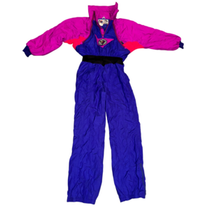 VTG‎ 80's Ski Suit Peregrine Neon Womens Pink Purple One-piece insulated Size 12